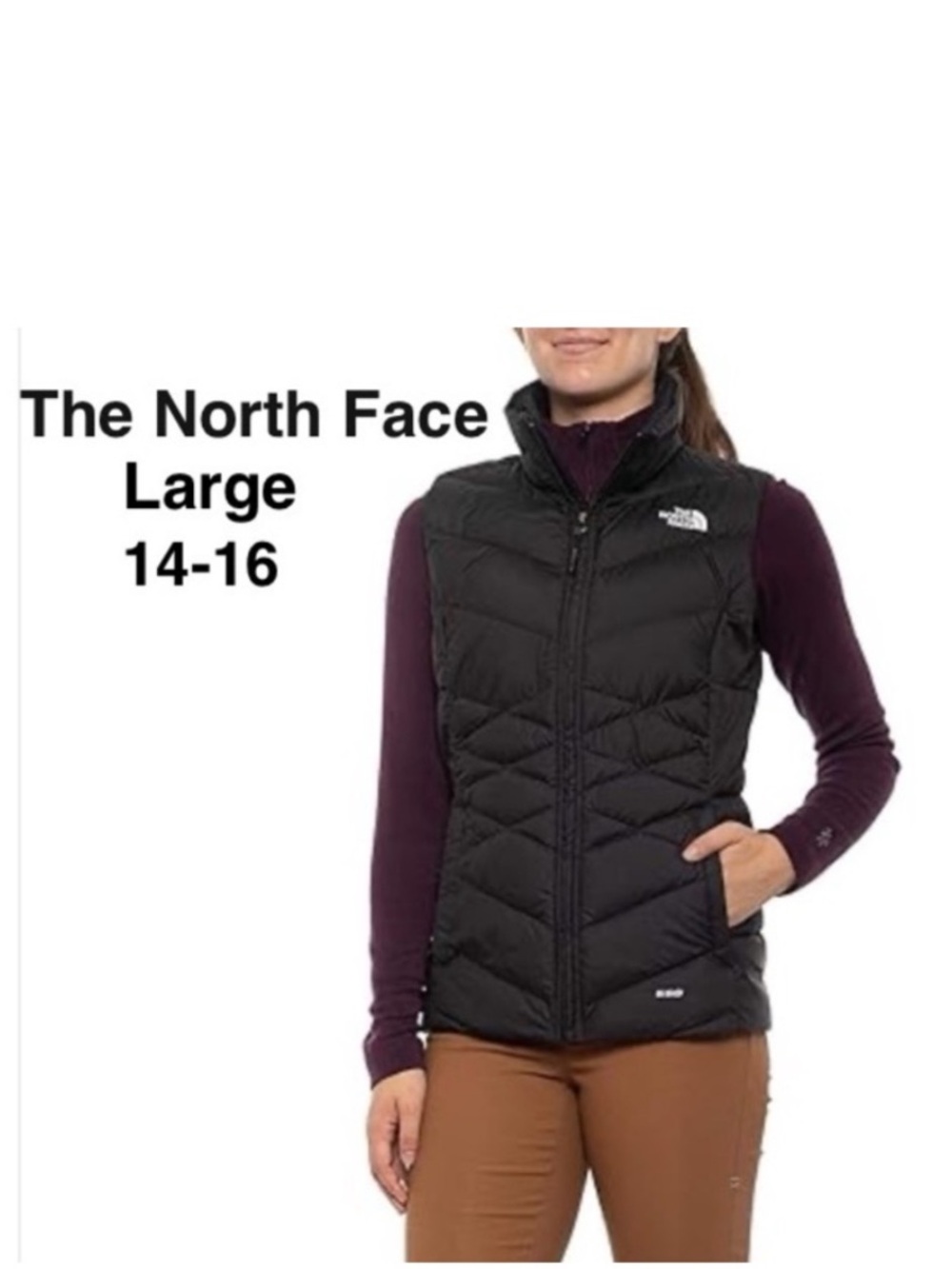 THE NORTH FACE 550 Girl BLACK Nylon QUILTED Goose Down PUFFER VEST Size L ⭐️⭐️⭐️